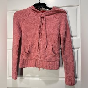 Double zipper hoodie, fuzzy material